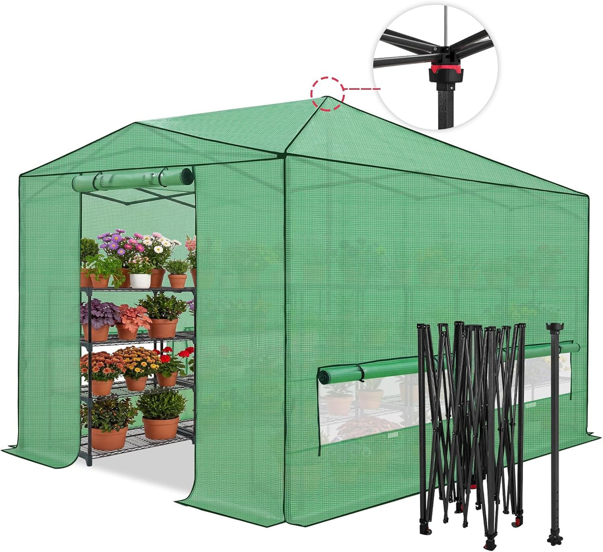 eagle peak 12x8 portable walk-in greenhouse, pop-up indoor, main product view