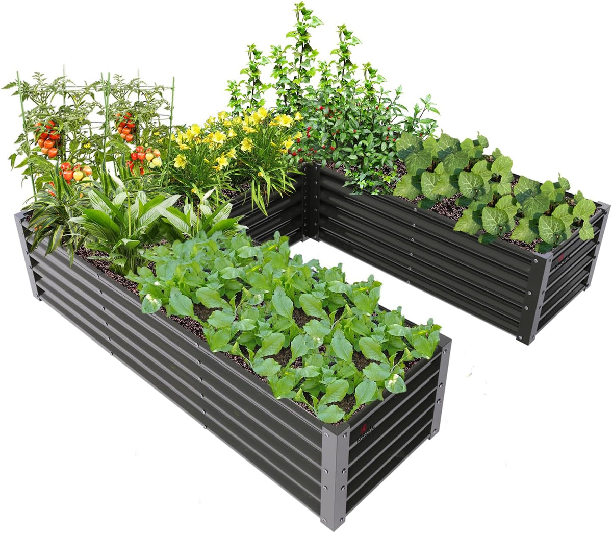anleolife 74x74x18in u-shaped galvanized raised garden bed, quartz, main product view