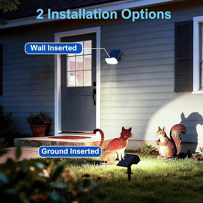 Solar Lights Outdoor Waterproof IP65, Super Bright LED with Lens, 6500K 2 Lighting Modes, Solar Powered Yard Garden Solar Spot Lights for Outside Landscape Auto On/Off - 6 Pack