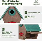 Kingsyard Recycled Plastic Bird House for Outdoors - Hanging Nesting Box with Predator Guard & Air Vents for Wren Finch Chickadee, Green