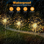 btfarm 6 Pack 120 LED Solar Garden Lights Outdoor, 8 Modes Firework Lights Solar Powered, Waterproof Twinkle Fairy Light Outside for Yard Patio Pathway Pool Christmas Party Decorative, Warm White