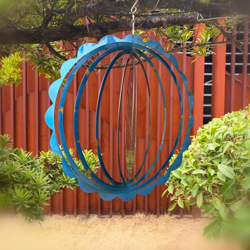 Sun and Moon Wind Spinner 12 inch Stainless Steel Garden Decor | 3D Visual Effect, Laser-Cut Stainless Steel, Rust-Resistant Epoxy Coating, for Garden Patio Yard Balcony, Sun Moon Gift