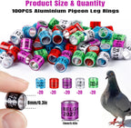 100Pcs Multicolor Aluminium Pigeon Leg Rings Dove Leg Rings Identify Pigeon BandsPlastic with 2027 Training Identify Birds Foot Ring (Multicolor)