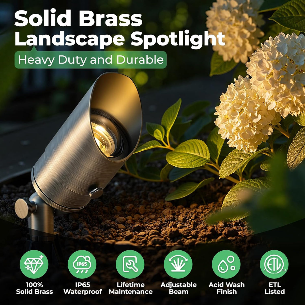 Solid Brass Low Voltage Landscape Spotlights, 12V Waterproof Outdoor Spot Lights, Wired Heavy Duty Bronze Accent Uplights for Yard Garden House Tree Lawn, Without Bulb (6 Pack)