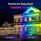 Fitop Permanent Outdoor Lights, 150FT RGB Waterproof LED Lights for House, Smart Outdoor Strip Light with Extendable Design, App/Remote Control, 16 Million Colors, IP67 Rated
