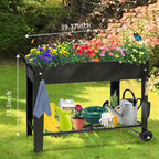 raised garden planter beds with wheels legs, large shown in use