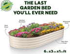 Plant & Plot Galvanized Raised Garden Beds Outdoor // 6×3×1 ft Planter Raised Beds for Gardening, Vegetables, Flowers // Large Metal Garden Box // Patented Tool-Free Design (White)