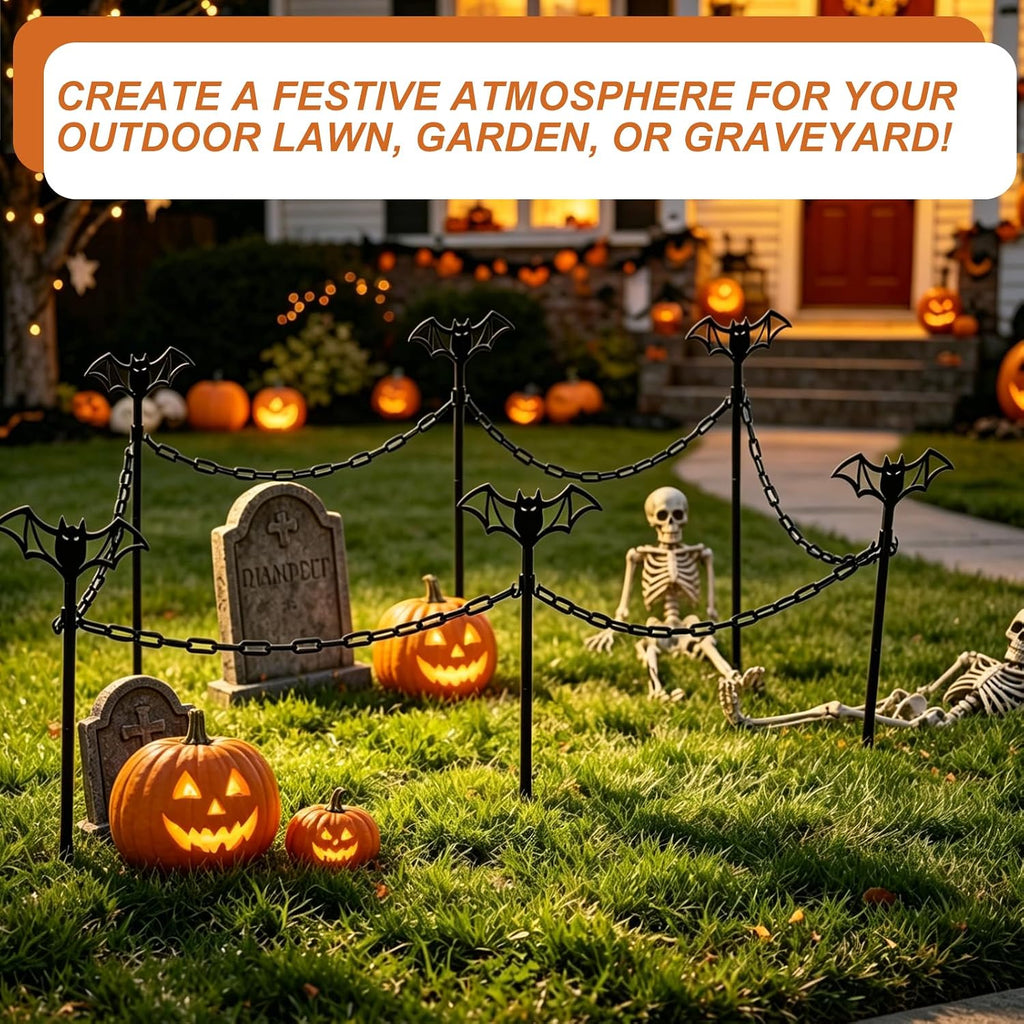 metal halloween fence for outdoor garden, 23.6" halloween showing dimensions