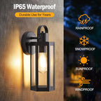 EJIAXIN 2 Pack Exterior Lighting Fixtures, 13" Black Outdoor Wall Light | Clear Glass Shades, Waterproof Metal Construction,Rust-resistant, Easy Installation,Standard E26 Socket, for Patio Garage