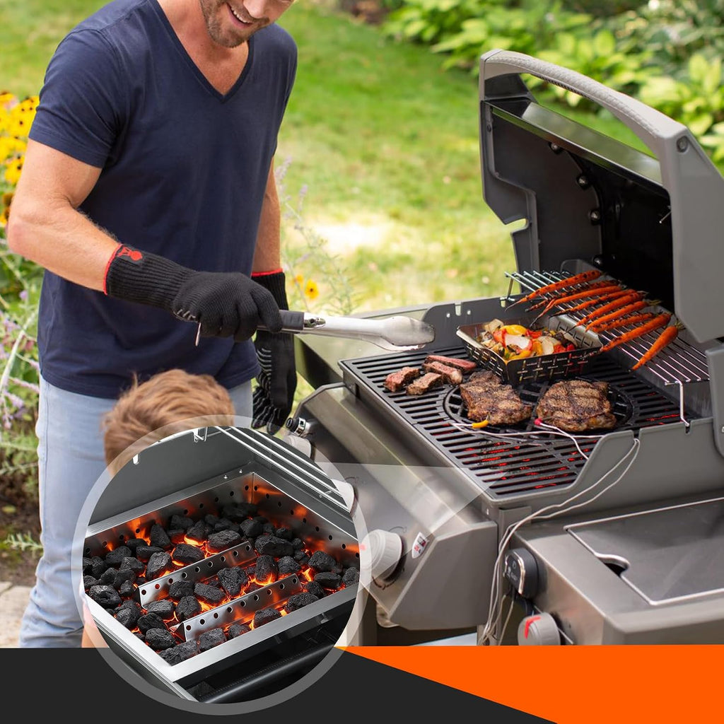onlyfire Adjustable Charcoal Tray Stainless Steel Charcoal Ash Pan | Fits for Most Weber Spirit and Genesis Gas Grills,Helps Save Gas While Cooking