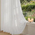 Non-See-Through Privacy White Sheer Curtains 96 inches Long 2 Panels, 52" Wide Rod Pocket Window Curtains & Drapes for Living Room Home Office Patio Sliding Door Bedroom Dining Room