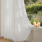 Non-See-Through Privacy White Sheer Curtains 96 inches Long 2 Panels, 52" Wide Rod Pocket Window Curtains & Drapes for Living Room Home Office Patio Sliding Door Bedroom Dining Room
