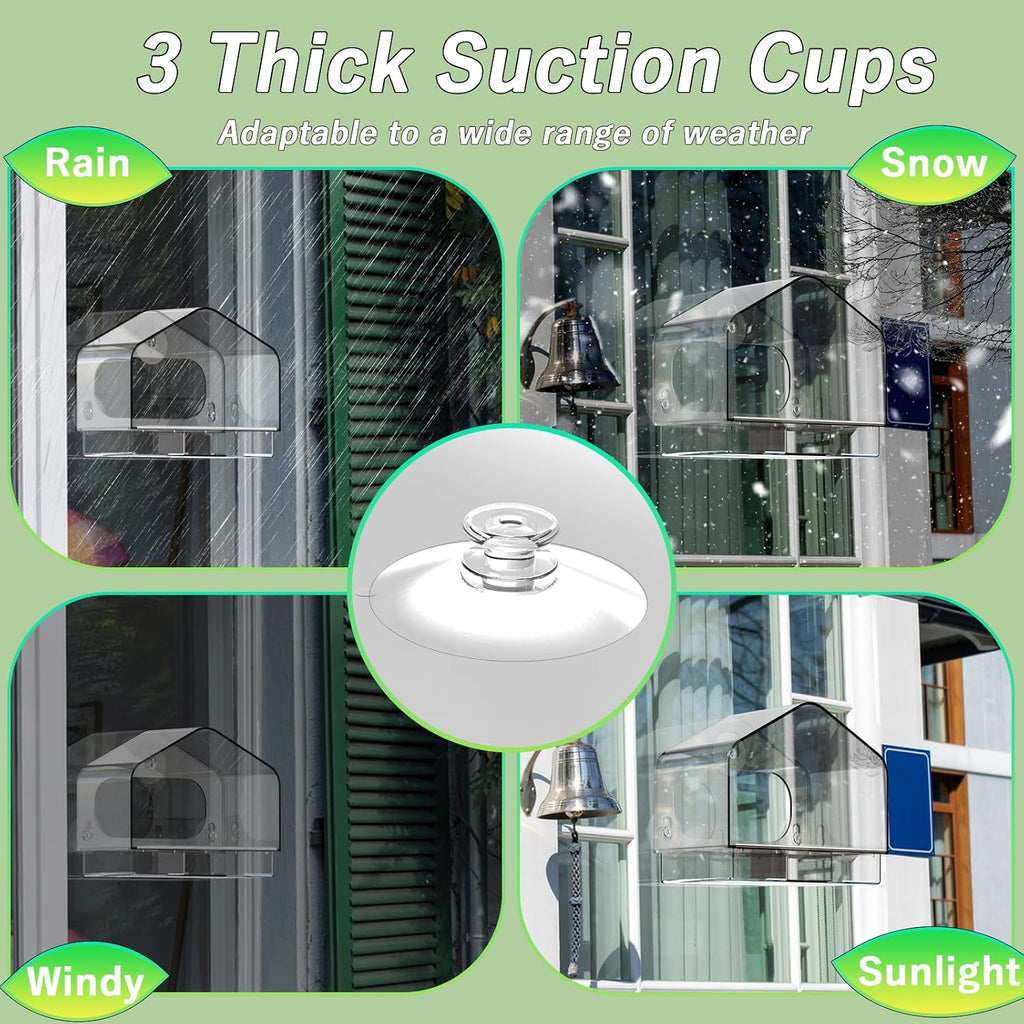 Clear Window Bird Feeder with 3 Strong Suction Cups and Detachable Seed Tray, Sturdy Acrylic Bird Feeders for Viewing Wild Birds Outside, and Garden Decor, Outdoor Birdhouse Feeder