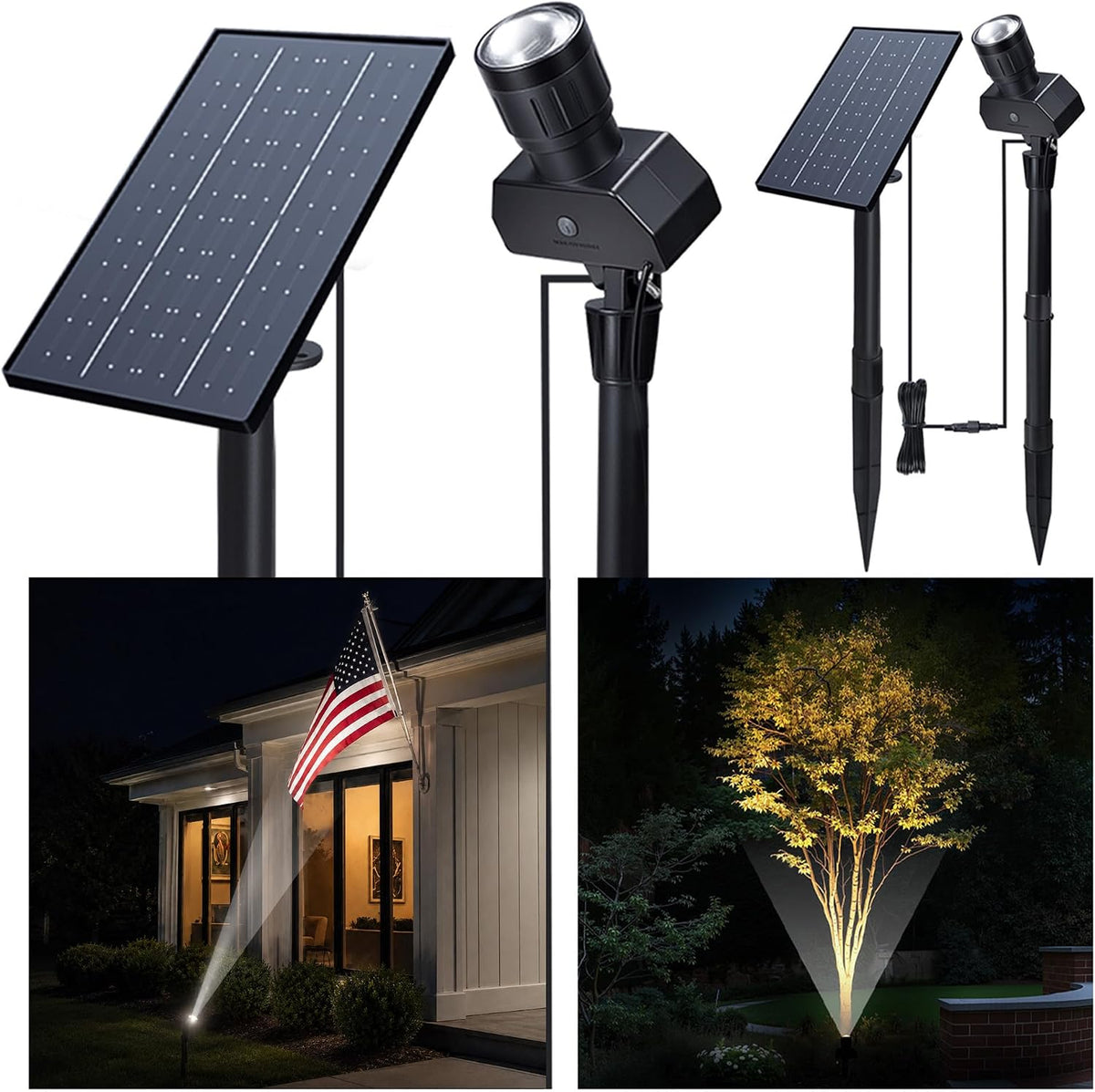 solar spot lights outdoor, adjustable beam focus uplights, main product view