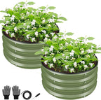 ZXZYHFTY Round Galvanized Raised Garden Bed kit,Green Outdoor Garden Raised Planter Box, Round Large Metal Raised Garden Beds for Vegetable 2 * 2 * 1ft 2 Pcs