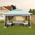 Canopy Tent 13x13 ft, Pop Up Gazebo One-Push Setup with 4 SandBags for Backyard Parties and BBQs, Mosquito Netting & Height Adjustable - Lake Blue