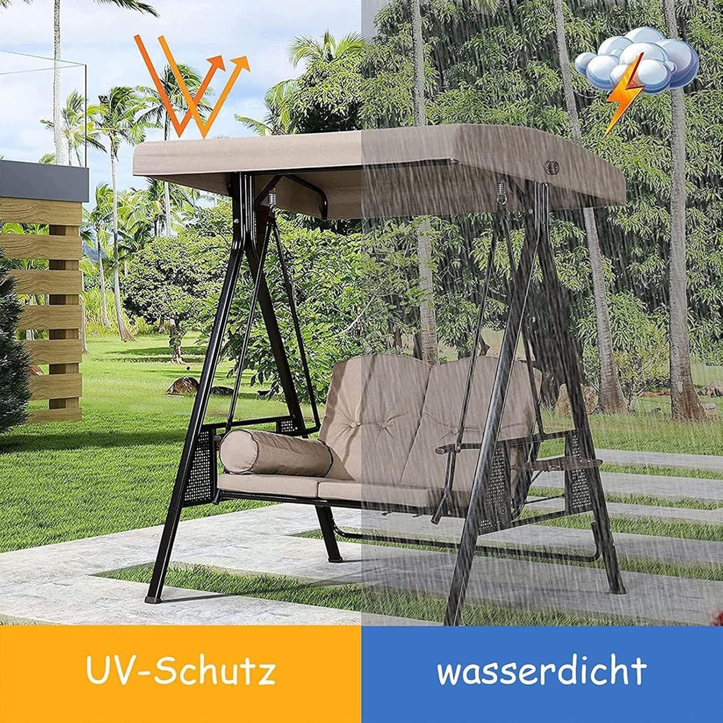 Universal Garden Swing Chair Replacement Canopy, Outdoor Hammock Cover for Patio & Balcony, Khaki, Available in 118x158cm & 124x152cm Sizes One Color 118 * 198cm/46 * 77in