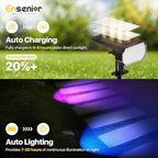 Ensenior Solar Spotlights Outdoor RGB, 7+1 Color Changing Mode Outdoor Landscape Lighting, IP65 Waterproof, Automatic ON/Off Solar Powered Spotlight, Halloween Christmas Decorations (4-Pack)
