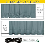 NICETOWN 2 Panels Waterproof Outdoor Curtains Fixed Grommet & Back Tab on Top & Bottom, Thermal Insulated Keep Rain & Sun Out Privacy Windproof Outdoor Draperies with Rope, W52 x L72, Greyish Blue