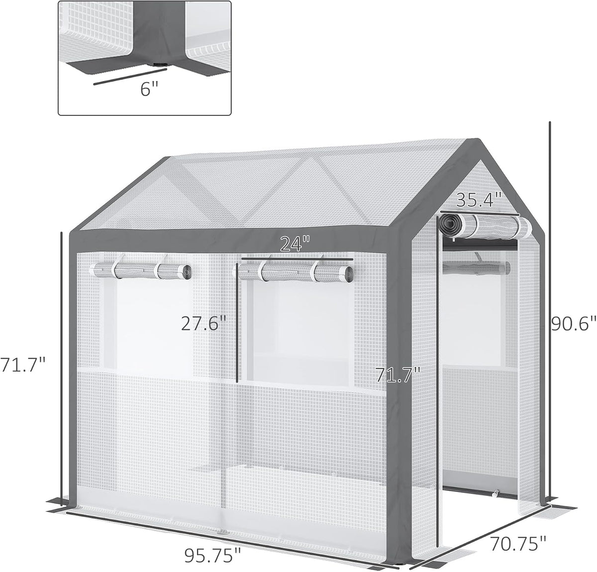 outsunny 8' x 6' x 7.5' walk-in greenhouse on a desk or shelf