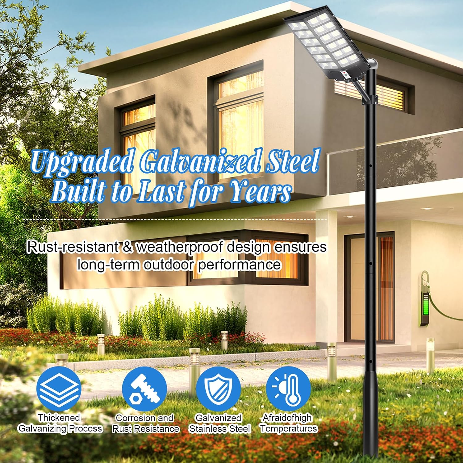 Street Light Pole 20Ft Tall-Outdoor Adjustable Metal Street Lamp Post, Outdoor Light Pole for Parking Lot, Patio, Street, Backyard, Exterior House