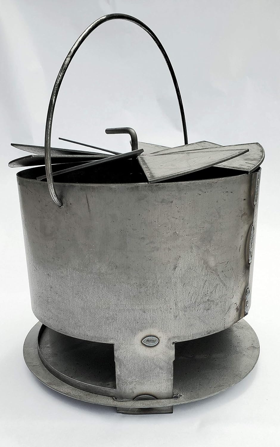 Hunsaker Vortex Charcoal Basket for 22.5" WSM & Drum Cookers - Heavy Duty 14 Gauge Steel - USA Made - Promotes Even Cooking, Prevents Burning - Round Design with Built-In Ash Pan