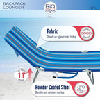 Rio Beach Portable Lay Flat Folding Backpack Beach Lounge Chair with Backpack Straps and Storage Pouch, Blue and Red