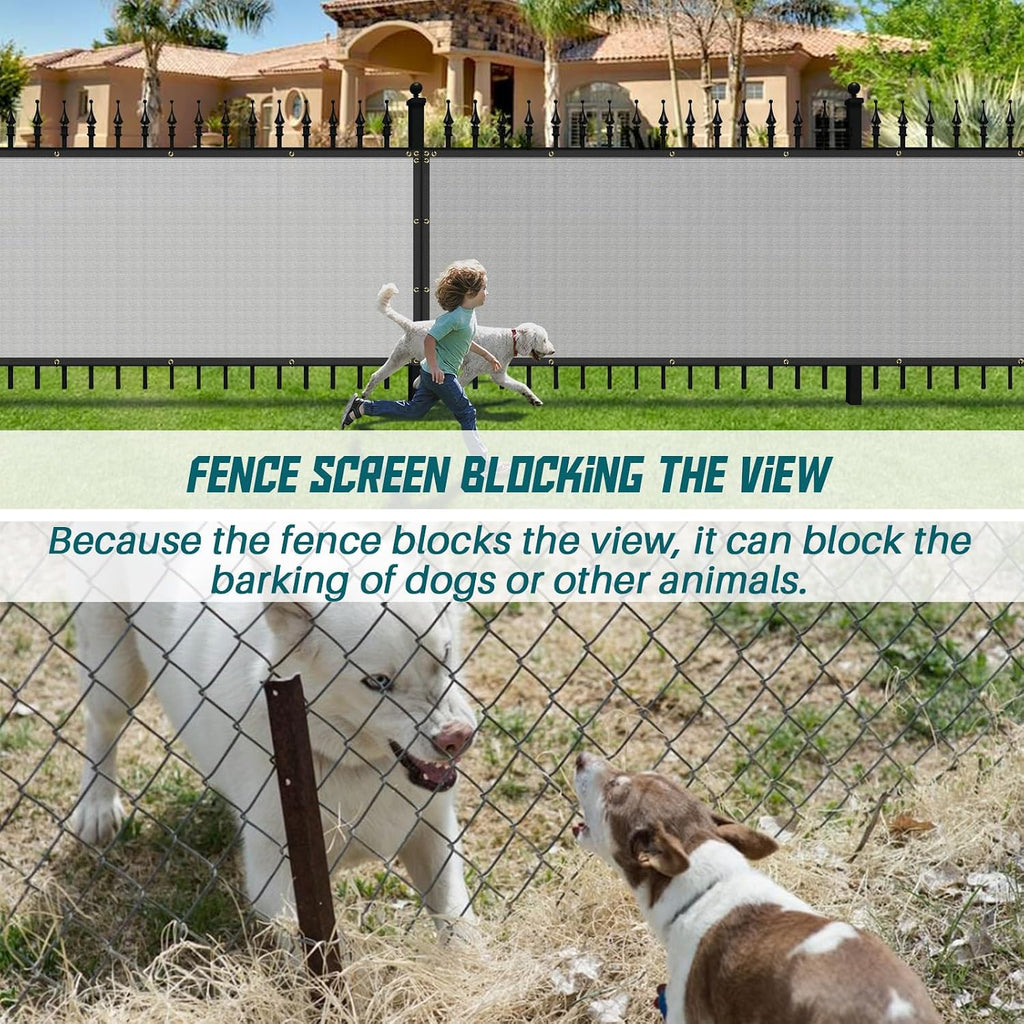 tang 4' x 40' privacy fence screen grey shown in use