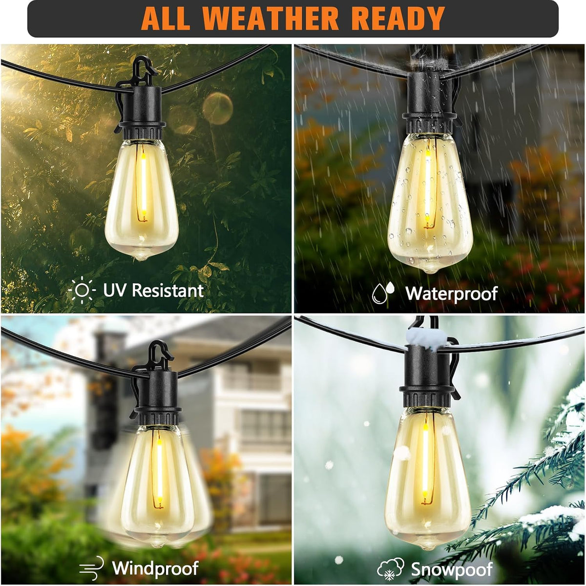 100ft solar string lights ourdoor waterproof,patio lights solar shown in use