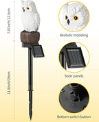 iStatue 2PC Solar Owl Garden Stake Lights, Handcrafted Resin Owl Outdoor Decor with Soft Warm Light, Solar Powered Lawn & Pathway Accent Gardening Gift (2-Pack, Owl)
