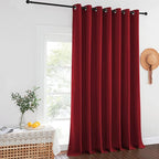 NICETOWN Patio Door Curtain Sound Blocking, Bedroom Privacy Room Divider Curtain, Thermal Insulated Blackout Closet Sliding Door Shade (1 Panel, 100" Wide x 120" Long, Burgundy Red)