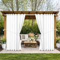 Outdoor Patio Curtain Waterproof Darkening Thermal Insulated Indoor Curtains for Bedroom, Porch, Living Room, Pergola, Cabana, W105 x L120 Extra Wide Room Divider, Set of 2 Panels, Pure White