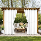 Outdoor Patio Curtain Waterproof Darkening Thermal Insulated Indoor Curtains for Bedroom, Porch, Living Room, Pergola, Cabana, W105 x L120 Extra Wide Room Divider, Set of 2 Panels, Pure White