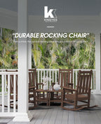 KINGYES Oversized Outdoor Rocking Chair Set of 2, All-Weather Patio Rocking Chairs for Porch, HDPE Outdoor Patio Rockers with High Back & Wide Seat for Garden, Lawn, Coffee