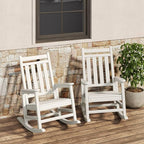 GarveeLife Poly Lumber Rocking Chair Outdoor Set of 2 - HDPE High Back Porch Rocker Chairs for Adults - All Weather Resistant Furniture for Patio - White