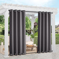 NICETOWN 2 Panels Outdoor Curtains Waterproof Extra Long 108 for Patio, Windproof Energy Thermal Insulated Saving Rustproof Top and Bottom Grommet Blackout Outdoor Drapes for Porch, Grey