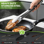 Grill Tongs, 17 Inch Extra Long Stainless Steel BBQ Tongs (17", 2PCS) | For Cooking/Serving/Grilling | Heat-Resistant | Dishwasher Safe