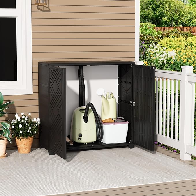 Storage Box Outdoor Caninet,Resin Indoor Storage Box Waterproof Outdoor Storage Cabinets for Patio/Garden/Backyard