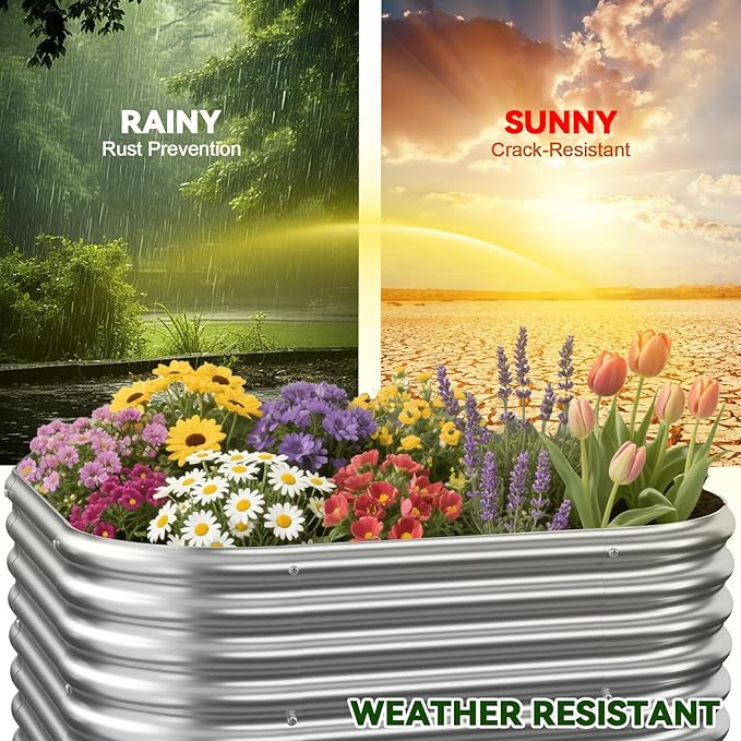 4 Pack 2x2FT Corrugated Galvanized Steel Raised Garden Bed Outdoor, Metal Above Ground Garden Bed for Vegetables and Flowers, Raised Beds for Gardening-2x2FTx10Inch
