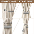 Hion Magnetic Curtain Tiebacks Grey 6 Pack, Curtain Tiebacks Buckles Holdbacks Holders Hooks Clip for Home Bedroom Office Decorative Thick or Thin Curtain