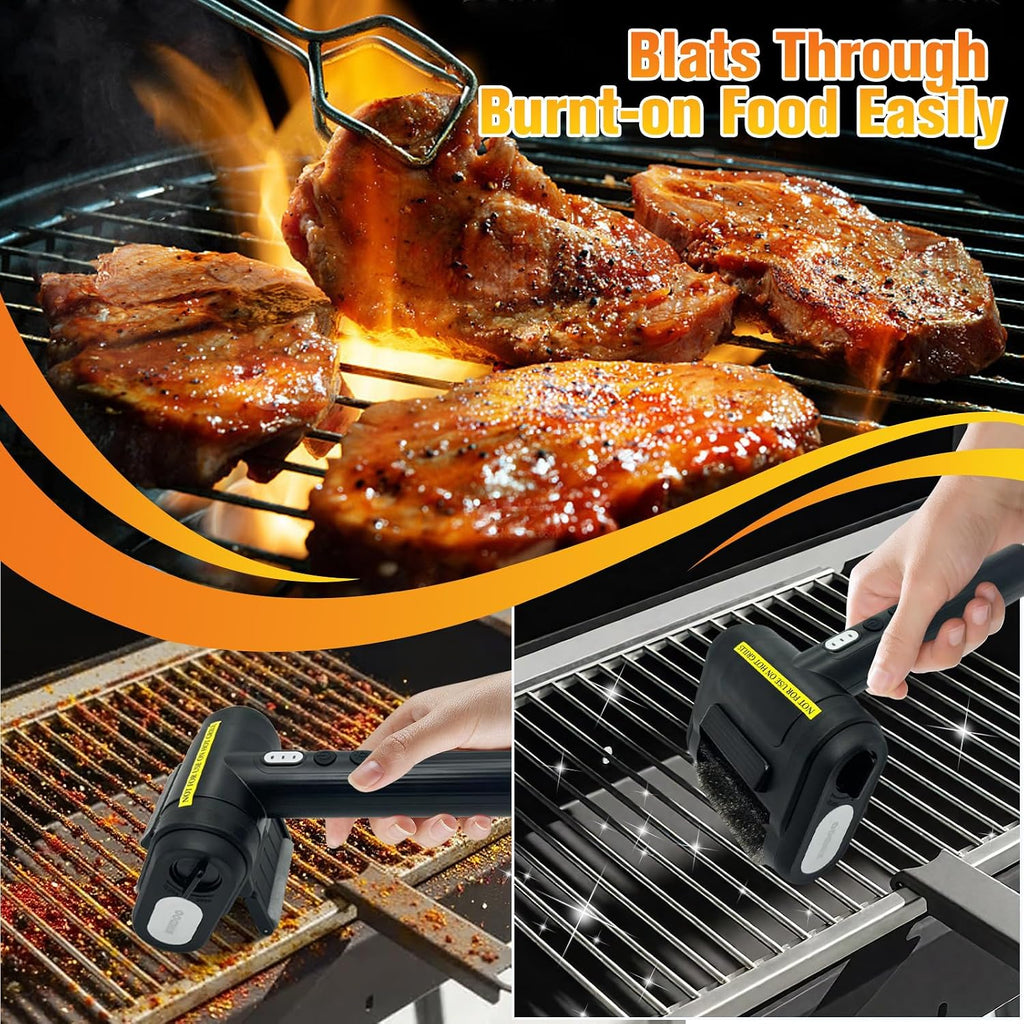 Electric Grill Brush Bristle for Outdoor, Grill Cleaning Brush Rechargeable BBQ Cleaner Brush Head,Safe Grill Brush with Scraper for Cast Iron Stainless-Steel Grates,Black