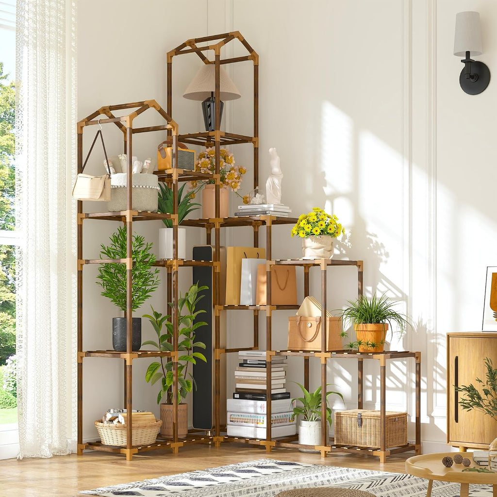 enhomee 73.6" tall plant stand, wood shelf for, package contents