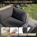 Aoxun Patio Furniture Sets, 8-Piece Outdoor Patio Furniture with 44'' Propane Gas Firepit Table, Wicker Outdoor Conversation Set Sectional Sofa for Backyard, Poolside, Garden