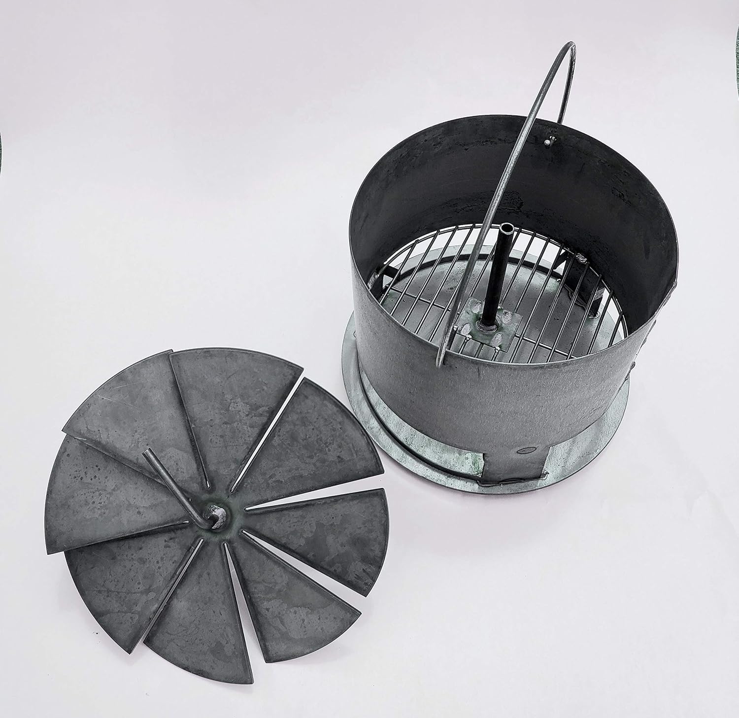 Hunsaker Vortex Charcoal Basket for 22.5" WSM & Drum Cookers - Heavy Duty 14 Gauge Steel - USA Made - Promotes Even Cooking, Prevents Burning - Round Design with Built-In Ash Pan