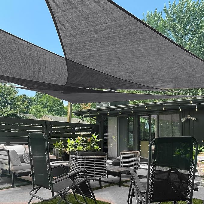 LOVE STORY Custom Size 12'x20'x23.3' Dark Grey Sun Shade Sail Right Triangle Sunshade Fabric Awning Canopy for Patio Backyard Carport Pergola (Customized)