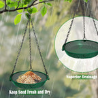 Hanging Platform Bird Feeder, 9 in, Green | Stainless Steel Mesh Tray, For Small Birds, Garden & Patio