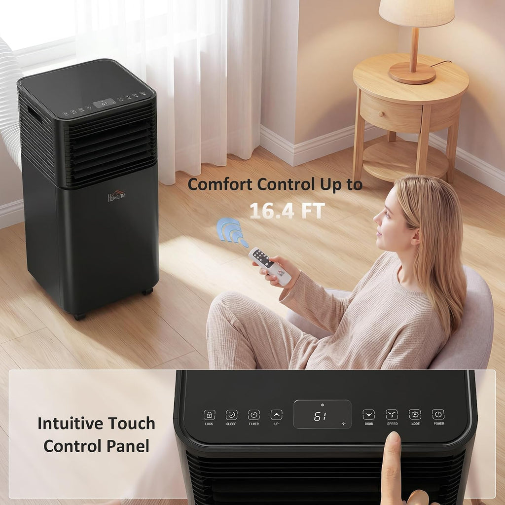homcom 8000 btu portable air conditioner for rooms showing dimensions