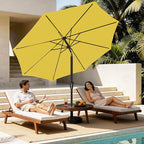 MEWAY 9ft Patio Umbrella Outdoor Table Umbrellas with Push Button Tilt and Crank, Market Umbrella 8 Sturdy Ribs for Deck, Garden, Pool and Backyard, Yellow