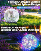 Coroor Garden Solar Ball Lights Outdoor Waterproof, 30 LED Cracked Glass Globe Solar Power Ground Lights for Path Yard Patio Lawn, Christmas Decoration Landscape Colorful (2 Pack 3.9'')