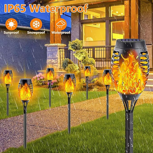 10Pack Solar Lights Outdoor, Mini Solar Torch Lights with Flickering Flame for Garden Decor, Solar Flame Lights Waterproof Solar Powered Outdoor Lights, Solar Tiki Torches for Pathway Patio Yard Porch